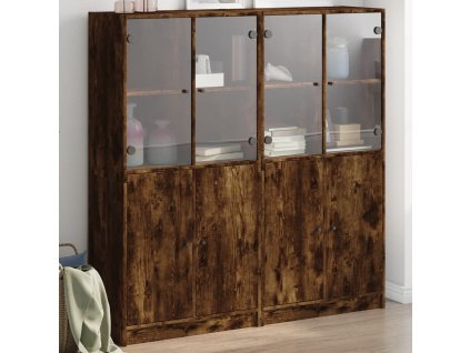 vidaXL Knihovna s dvířky kouřový dub 136x37x142 cm kompozitní dřevo