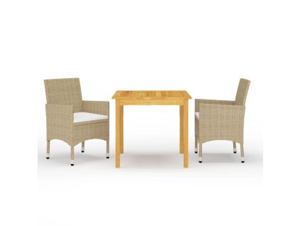 vidaXL 3dílný zahradní jídelní set béžový