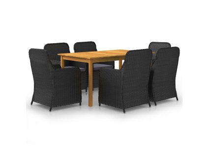 vidaXL 7dílný zahradní jídelní set černý