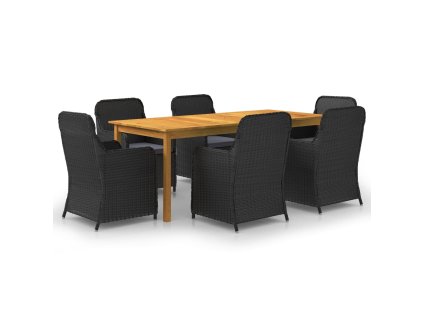 vidaXL 7dílný zahradní jídelní set černý