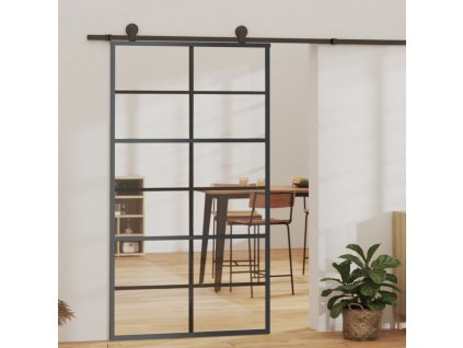 vidaXL Posuvné dveře s kováním ESG sklo a hliník 102 x 205 cm
