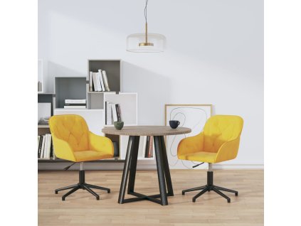 vidaXL Otočné jídelní židle 2 ks žluté samet