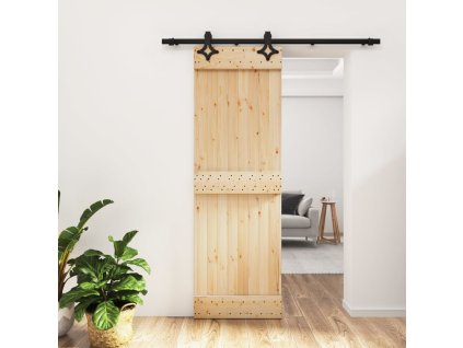 vidaXL Posuvné dveře s kováním 70 x 210 cm masivní borové dřevo