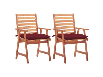 vidaXL Zahradní jídelní židle 2 ks s poduškami masivní akáciové dřevo