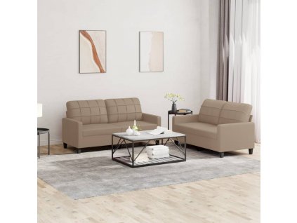 vidaXL 2dílná sedací souprava s poduškami cappuccino umělá kůže