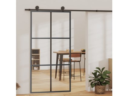 vidaXL Posuvné dveře s kováním ESG sklo a hliník 102 x 205 cm
