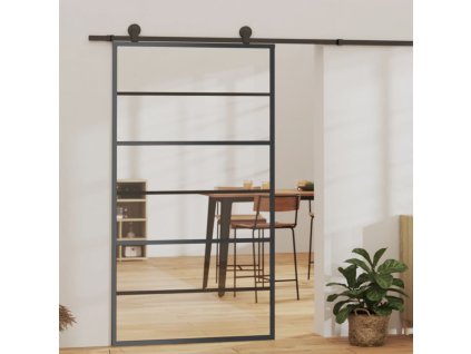 vidaXL Posuvné dveře s kováním ESG sklo a hliník 102 x 205 cm