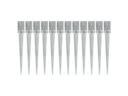 vidaXL Kotvící hroty 12 ks stříbrné 9 x 9 x 75 cm pozinkovaná ocel