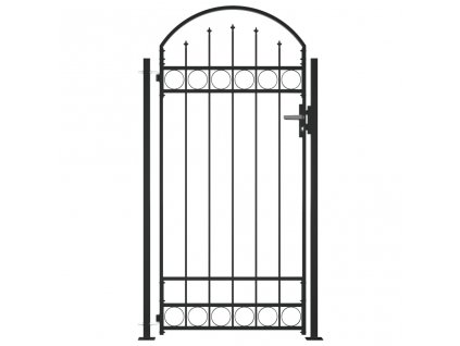 vidaXL Zahradní branka s obloukem a 2 sloupky 105 x 204 cm černá