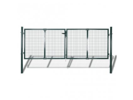 vidaXL Plotová branka ocelová 300 x 125 cm zelená