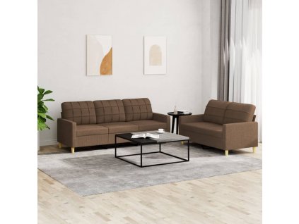 vidaXL 2dílná sedací souprava s poduškami hnědá textil