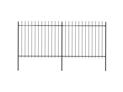 vidaXL Zahradní plot s kopím nahoře ocelový 359 x 150 cm černý