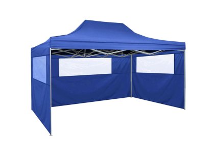 vidaXL Profesionální skládací party stan 3 bočnice 3 x 4 m ocel modrý