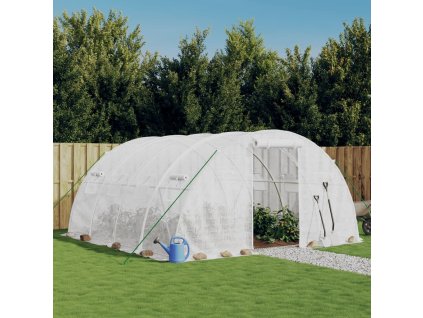 vidaXL Skleník s ocelovým rámem bílý 16 m² 4x4x2 m