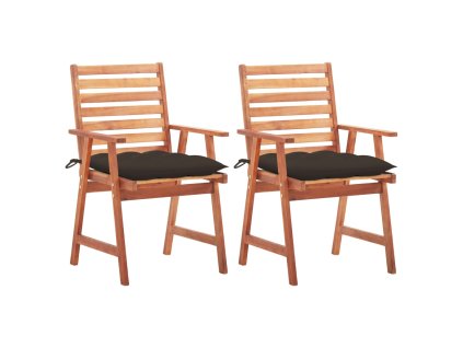 vidaXL Zahradní jídelní židle 2 ks s poduškami masivní akáciové dřevo
