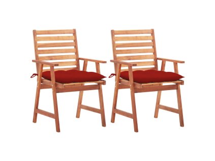 vidaXL Zahradní jídelní židle 2 ks s poduškami masivní akáciové dřevo