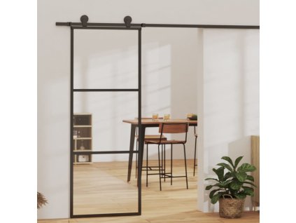 vidaXL Posuvné dveře s kováním ESG sklo a hliník 76 x 205 cm