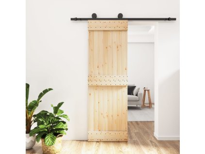 vidaXL Posuvné dveře s kováním 70 x 210 cm masivní borové dřevo