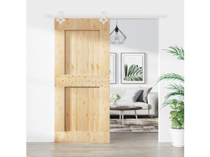 vidaXL Posuvné dveře s kováním 90 x 210 cm masivní borové dřevo