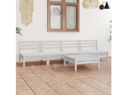 vidaXL 5dílná zahradní sedací souprava bílá masivní borovice