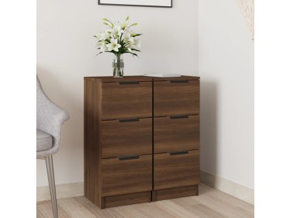 vidaXL Příborníky 2 ks hnědý dub 30 x 30 x 70 cm kompozitní dřevo