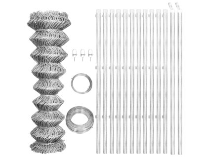 vidaXL Drátěné pletivo se sloupky pozinkovaná ocel 25x1,25 m stříbrné