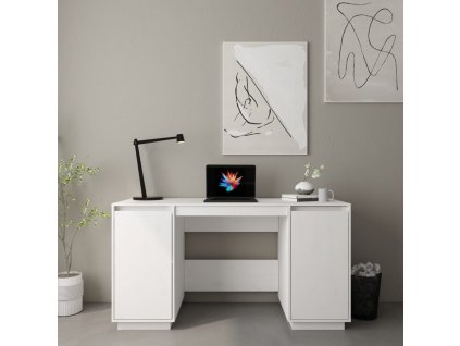 vidaXL Psací stůl bílý 140 x 50 x 75 cm masivní borové dřevo