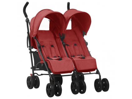 vidaXL Dvojitý kočárek červený ocel