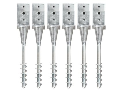 vidaXL Kotvící hroty 6 ks stříbrné 8 x 8 x 57 cm pozinkovaná ocel