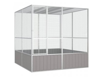 vidaXL Ptačí klec šedá 213,5x217,5x211,5 cm pozinkovaná ocel