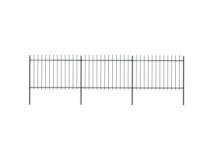 vidaXL Zahradní plot s kopím nahoře ocelový 537 x 120 cm černý