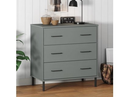 vidaXL Příborník se 3 zásuvkami šedý 77x40x79,5 cm masivní dřevo OSLO