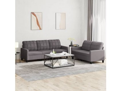 vidaXL 2dílná sedací souprava s poduškami šedá umělá kůže