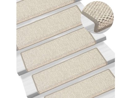 vidaXL Samolepicí nášlapy na schody sisal 15 ks 65 x 21 x 4 cm platina