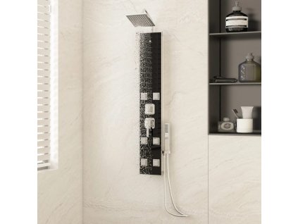 vidaXL Sprchový panel skleněný 18 x 45,5 x 130 cm černý