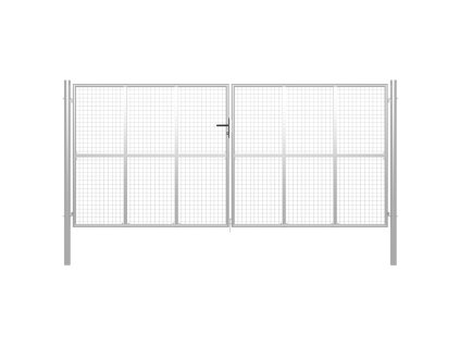 vidaXL Zahradní branka pozinkovaná ocel 415 x 250 cm stříbrná