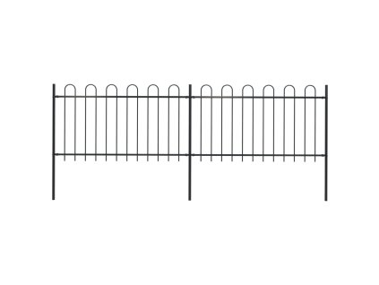 vidaXL Zahradní plot s obloukem nahoře ocelový 359 x 100 cm černý