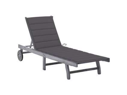 vidaXL Zahradní lehátko s poduškou šedé masivní akáciové dřevo