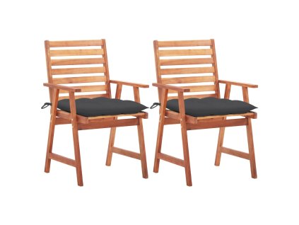 vidaXL Zahradní jídelní židle 2 ks s poduškami masivní akáciové dřevo