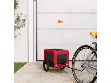 vidaXL Vozík za kolo pro psa červený a černý oxfordská tkanina/železo
