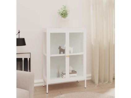 vidaXL Příborník bílý 75 x 35 x 105 cm ocel a sklo