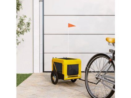 vidaXL Vozík za kolo pro psa žlutý a černý oxfordská tkanina a železo