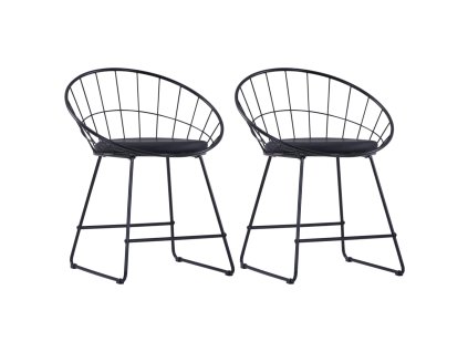 vidaXL Jídelní židle se sedáky z umělé kůže 2 ks černé ocelové