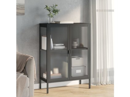 vidaXL Příborník černý 75 x 35 x 105 cm sklo a ocel