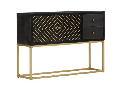 vidaXL Příborník černý a zlatý 110x30x75 cm masivní mangovníkové dřevo