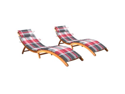 vidaXL Zahradní lehátka s poduškami 2 ks masivní akáciové dřevo