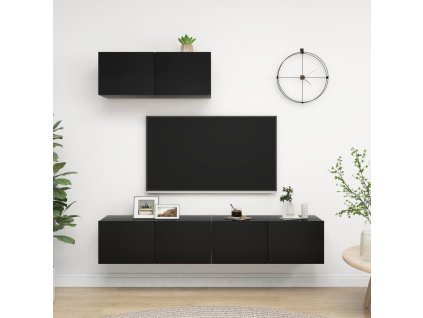 vidaXL TV stolky 3 ks černé kompozitní dřevo