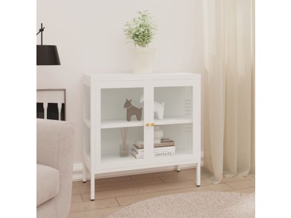 vidaXL Příborník bílý 70 x 35 x 70 cm ocel a sklo