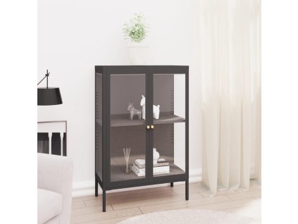 vidaXL Příborník antracitový 75 x 35 x 105 cm ocel a sklo