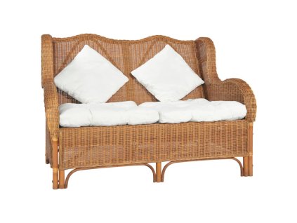 vidaXL 2místná pohovka světle hnědá přírodní ratan a len